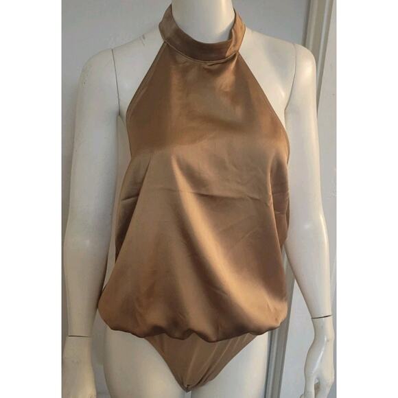 Ro & De Tops - Ro & De Noir Anthropologie Copper Gold Womans Sz. L Silky Bodysuit One Piece